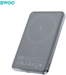 BWOO P79 ultracienki powerbank 5000mAh z ładowaniem magnetycznym szary. Szare powerbanki Wekome. Za 88.97 zł.