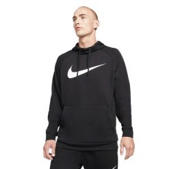 Bluzy sportowa męska Nike Drifit. Czarne bluzy nierozpinane męskie Nike, m, bez wzorów, sportowe, bez ramiączek, z kapturem. Za 377.00 zł.