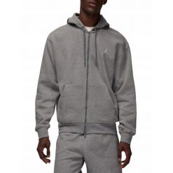 Bluza na co dzień męska NIKE JORDAN BROOKLYN FLEECE ciepła na zamek z kapturem. Szare bluzy z kapturem męskie Jordan, m, bez wzorów, z kapturem. Za 361.00 zł.