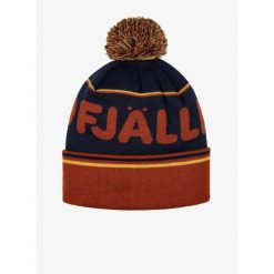 Czapka zimowa Fjallraven Pom Hat - autumn leaf/dark navy. Niebieskie czapki męskie Fjällräven, na zimę, bez wzorów, sportowe. Za 177.99 zł.