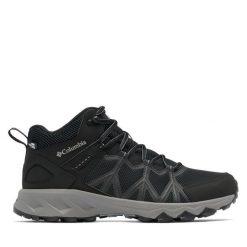 Trekkingi Columbia. Czarne buty trekkingowe męskie Columbia, bez wzorów, sportowe, bez obcasa, bez zapięcia. Za 489.99 zł.