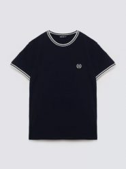 Koszulka męska z kontrastowym wykoŅczeniem grantowa Polias 403. Niebieskie t-shirty męskie Big Star, l, bez wzorów, z bawełny, bez kołnierzyka, bez ramiączek. Za 99.99 zł.