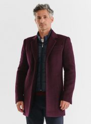 Bordowy płaszcz męski z odpinaną stójką. Czerwone płaszcze męskie Pako Lorente, m, z aplikacjami, z jeansu, eleganckie, bez kaptura. Za 399.99 zł.
