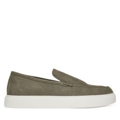 Półbuty Calvin Klein. Szare codzienne półbuty męskie Calvin Klein, bez wzorów, bez obcasa, bez zapięcia. Za 419.99 zł.