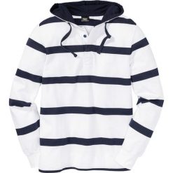 Bluza z kapturem Regular Fit bonprix biało-ciemnoniebieski w paski. Bluzy z kapturem męskie marki bonprix. Za 89.99 zł.