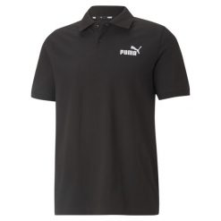 Męska koszulka polo z piki Essentials PUMA Black. Czarne koszulki polo męskie Puma, m, bez wzorów, prążkowane, klasyczne, bez kołnierzyka, bez ramiączek. Za 187.00 zł.