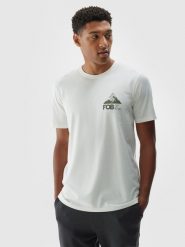 4F T-shirt regular z nadrukiem męski - biały XXL. Białe t-shirty męskie 4f, m, bez wzorów, z bawełny, bez kołnierzyka, bez ramiączek. W wyprzedaży za 29.99 zł.