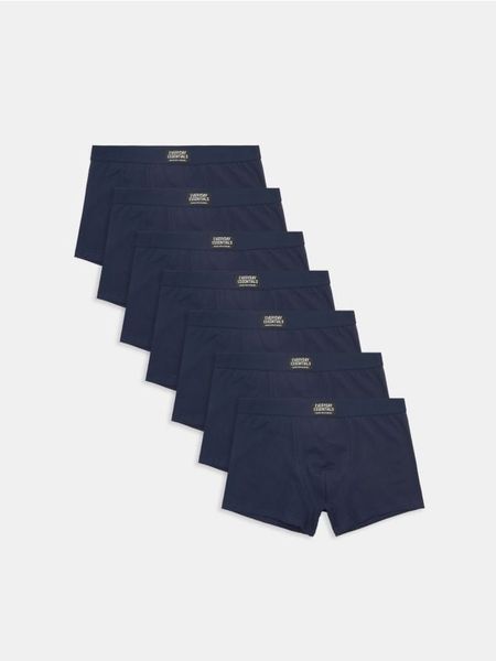 Bawełniane bokserki classic 7 pack - granatowy. Niebieskie bokserki męskie Sinsay, l, bez wzorów, z bawełny. Za 59.99 zł.