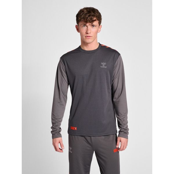 Dżersej z długim rękawem Hummel Pro Grid Game. Szare koszulki męskie z długim rękawem HUMMEL, bez wzorów, z dżerseju, sportowe, bez kołnierzyka, bez ramiączek. W wyprzedaży za 229.00 zł.