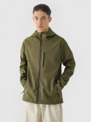 4F Kurtka softshell wiatroodporna membrana 8000 męska - khaki XL. Brązowe kurtki męskie 4f, m, bez wzorów, z materiału, klasyczne, bez ramiączek, z kapturem. W wyprzedaży za 199.99 zł.