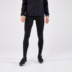 Legginsy do biegania męskie Kiprun Run 100 ocieplane. Czarne legginsy męskie KALENJI, l, bez wzorów, z elastanu, do biegania. Za 79.99 zł.