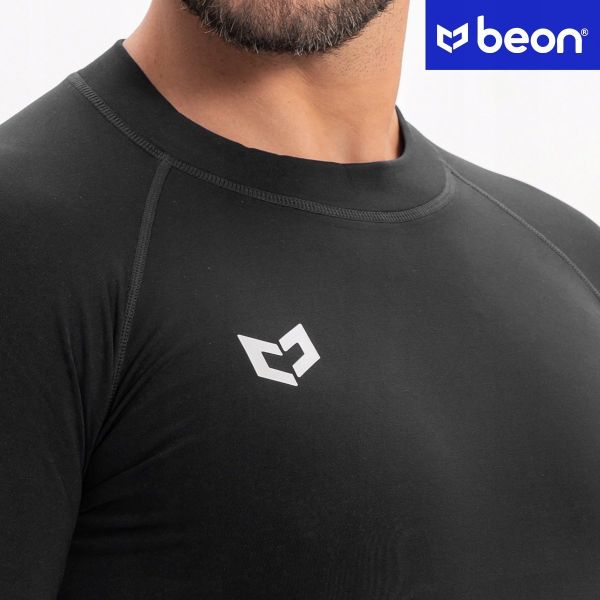 Beon Koszulka termoaktywna męska Beon Skin Nagare Quantum Black S. Czarne bielizna termoaktywna męska Beon, m, bez wzorów, bez ramiączek. Za 59.50 zł.