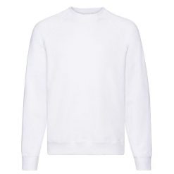 Bluza Unisex Adult Classic Plain Raglan. Białe bluzy nierozpinane męskie Fruit of the Loom, l, bez wzorów, bez ramiączek, bez kaptura. Za 73.99 zł.