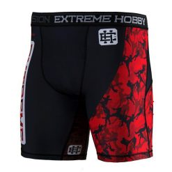 Spodenki Vale Tudo do MMA męskie EXTREME HOBBY RED WARRIOR. Czarne szorty sportowe męskie EXTREME HOBBY, bez wzorów, z elastanu, sportowe. Za 179.00 zł.