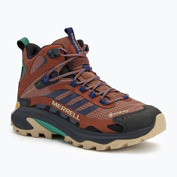 Buty turystyczne męskie Merrell Moab Speed 2 Mid GTX. Czarne buty trekkingowe męskie Merrell, bez wzorów, sportowe, bez obcasa, bez zapięcia. Za 449.99 zł.