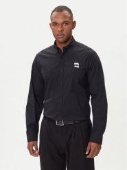 KARL LAGERFELD Koszula 605911 554671 Czarny Slim Fit. Czarne koszule męskie KARL LAGERFELD, m, bez wzorów, z bawełny, bez kołnierzyka, bez ramiączek. Za 749.99 zł.