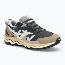 Buty Mizuno Wave Mujin TL GTX ebony/pristine/vintage. Brązowe buty trekkingowe męskie Mizuno, bez wzorów, bez zapięcia, trekkingowe, mizuno wave. Za 539.99 zł.