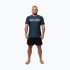 Koszulka męska Pitbull Hilltop Casual Sport. Niebieskie t-shirty sportowe męskie PITBULL, m, bez wzorów, casualowe, bez ramiączek. Za 79.99 zł.
