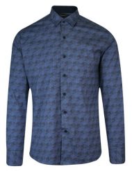 Koszula Granatowa w Kółka, Koła, Geometryczny Wzór, Męska Długi Rękaw, Slim Fit, Taliowana -TO-ON. Niebieskie koszule męskie TO-ON, m, bez wzorów, z bawełny, bez kołnierzyka, bez ramiączek. Za 109.00 zł.