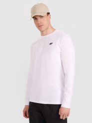 4F Longsleeve regular gładki męski - biały 3XL. Białe koszulki męskie z długim rękawem 4f, m, bez wzorów, z bawełny, klasyczne, bez kołnierzyka, bez ramiączek. Za 69.99 zł.