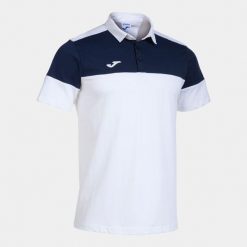 Polo Joma Crew V. Białe koszulki polo męskie Joma, bez wzorów, z bawełny, sportowe, bez kołnierzyka, bez ramiączek. Za 147.30 zł.