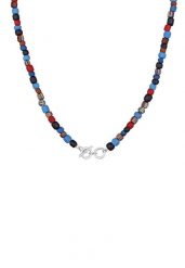 KUZZOI Męskie zapięcie T-Bone szklane koraliki niebieskie ze srebra próby 925 Sterling Silver Biżuteria męska 1 ct. Biała biżuteria dla mężczyzn KUZZOI, z materiału, srebrne. Za 283.89 zł.