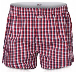 Luźne Męskie Bokserki, Bawełniane - Pako Jeans - Czerwień, Kratka. Czerwone bokserki męskie Pako Jeans, l, bez wzorów, z bawełny. Za 33.00 zł.