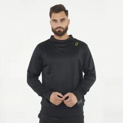 Bluza techniczna treningowa MUZO. Czarne bluzy nierozpinane męskie Legea, m, bez wzorów, z poliesteru, sportowe, bez ramiączek, bez kaptura. W wyprzedaży za 88.50 zł.