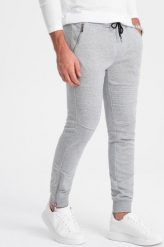 Ombre Spodnie męskie dresowe typu jogger - szary melanż V2 OM-PASK-22FW-004 XL. Szare spodnie dresowe męskie Ombre, bez wzorów, z dresówki. Za 69.99 zł.