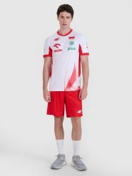 4F Spodenki meczowe replika męskie 4F x Polska Siatkówka - czerwone XS. Czerwone szorty sportowe męskie 4f, bez wzorów, z dzianiny, klasyczne. Za 189.99 zł.