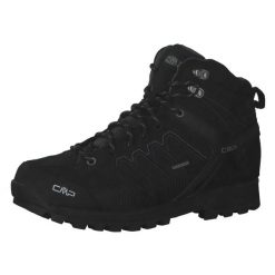 Buty trekkingowe męskie CMP Moon Mid WP. Czarne buty zimowe męskie CMP, bez wzorów, z gumy, sportowe, bez obcasa, bez zapięcia. Za 439.99 zł.