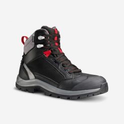 Buty turystyczne męskie Quechua SH500 mountain Mid wodoodporne. Czarne buty trekkingowe męskie QUECHUA, na zimę, bez wzorów, sportowe, bez obcasa, bez zapięcia. W wyprzedaży za 199.99 zł.