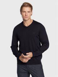 Boss Sweter Baram-L 50476363 Granatowy Slim Fit. Niebieskie kardigany męskie Boss, l, bez wzorów, z wełny, bez ramiączek. Za 379.99 zł.