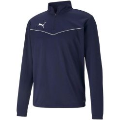 Bluza piłkarska męska Puma teamRISE 1 4 Zip Top. Niebieskie bluzy nierozpinane męskie Puma, m, bez wzorów, sportowe, bez ramiączek, bez kaptura. Za 134.00 zł.