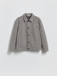 Kurtka koszulowa z kołnierzem - jasnoszary. Szare kurtki męskie Reserved, l, bez wzorów, z dzianiny, bez ramiączek, bez kaptura. Za 199.99 zł.