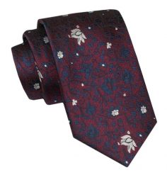 Krawat Męski, Klasyczny - ALTIES - Bordo, Kwiaty. Czerwone krawaty i muchy męskie Alties, bez wzorów, z tkaniny, eleganckie. Za 49.00 zł.