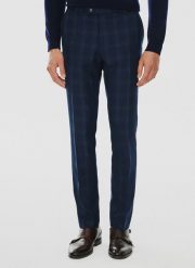 PAKO LORENTE – Spodnie garniturowe w kratę. Eleganckie spodnie męskie Pako Lorente, bez wzorów, z poliesteru, biznesowe. Za 599.99 zł.
