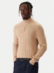 Gant Sweter 8050260 Beżowy Regular Fit. Brązowe kardigany męskie Gant, bez wzorów, z wełny, bez kołnierzyka, bez ramiączek. Za 639.99 zł.