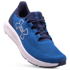 Buty do biegania męskie Under Armour Charged Pursuit 3 Big Logo. Niebieskie buty do biegania męskie Under Armour, bez wzorów, bez zapięcia, do biegania. W wyprzedaży za 200.10 zł.