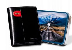 Portfel skórzany Peterson [D] PTN 22311-VT-E czarny. Czarne portfele męskie Peterson, bez wzorów, ze skóry. Za 109.99 zł.