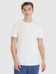 4F T-shirt regular z nadrukiem męski - biały XL. Białe t-shirty męskie 4f, m, bez wzorów, z bawełny, bez kołnierzyka, bez ramiączek. W wyprzedaży za 39.99 zł.