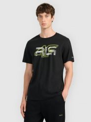 4F T-shirt regular z nadrukiem męski 4F x Robert Lewandowski - czarny XXL. Czarne t-shirty sportowe męskie 4f, l, bez wzorów, z bawełny, sportowe, bez ramiączek. Za 99.99 zł.