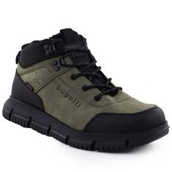 Botki męskie trapery ocieplane khaki Bugatti 331-8373H-4100. Brązowe sztyblety męskie Bugatti, z materiału, bez obcasa, bez zapięcia. Za 449.99 zł.