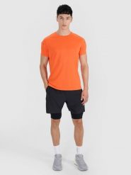 4F Spodenki treningowe szybkoschnące męskie 4F x Robert Lewandowski - czarne XL. Czarne szorty sportowe męskie 4f, bez wzorów, z dzianiny, sportowe. Za 229.99 zł.