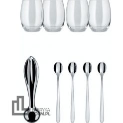 Szklanki do koktajli Mixology z łyżeczkami i wyciskarką do cytrusów 9 el. Sokowirówki i wyciskarki do soków Alessi. Za 399.00 zł.