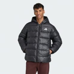 Kurtka z kapturem Essentials CLIMAWARM Synthetic Down Puffer. Czarne kurtki męskie ADIDAS, m, bez wzorów, casualowe, bez ramiączek, z kapturem. W wyprzedaży za 455.20 zł.