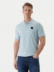 KARL LAGERFELD Polo 745015 562231 Błękitny Regular Fit. Niebieskie koszulki polo męskie KARL LAGERFELD, m, bez wzorów, z bawełny, bez kołnierzyka, bez ramiączek. Za 459.99 zł.