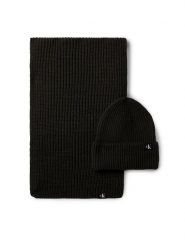 Calvin Klein Jeans Zestaw Szalik i Czapka Monogram Rib Scarf Beanie Set IU0IU00638 Czarny. Czarne czapki męskie Calvin Klein Jeans, bez wzorów, z jeansu. Za 219.99 zł.
