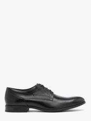 Czarne sznurowane półbuty wizytowe. Czarne eleganckie półbuty męskie Ryłko, ze skóry, wizytowe, bez obcasa, bez zapięcia. Za 479.99 zł.