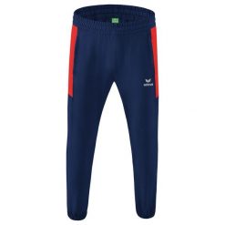 Spodnie dresowe prezentacyjne Erima Team. Czerwone eleganckie spodnie męskie Erima, bez wzorów, z dresówki, eleganckie. W wyprzedaży za 119.50 zł.